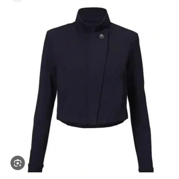 NEW~Women's Cabi # 6259 ADMIRAL JACKET Navy Blue Ponte Knit Cropped Zip Front XS - Picture 1 of 9
